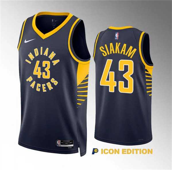 Men%27s Indiana Pacers #43 Pascal Siakam Navy Icon Edition Stitched Basketball Jersey Dzhi